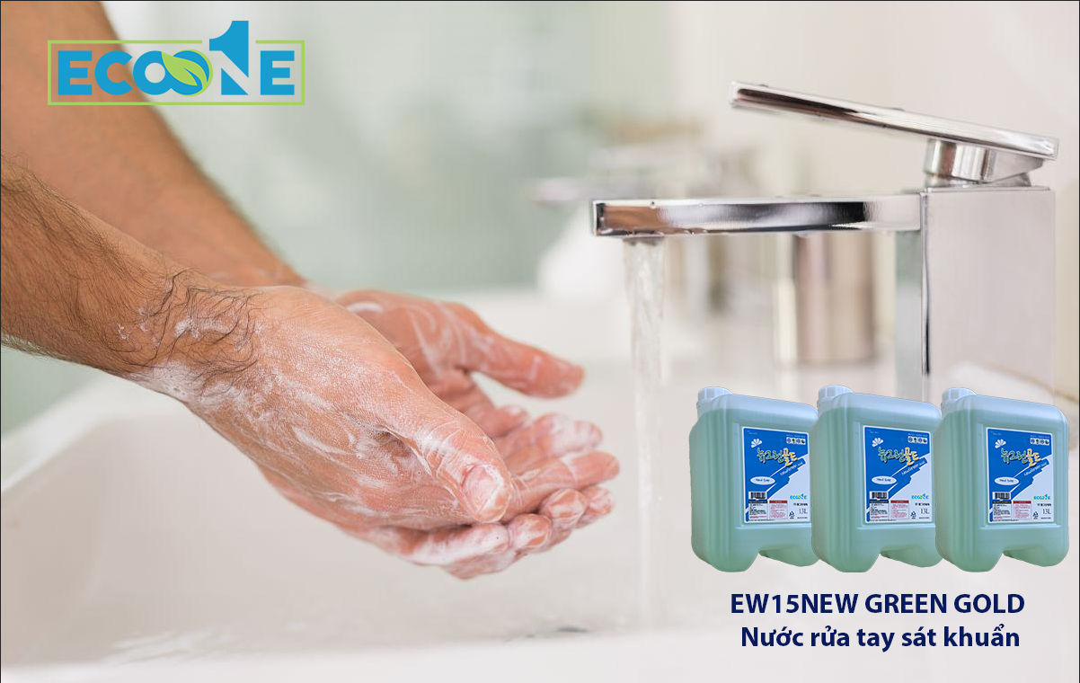 EW15NEW GREEN GOLD Nước rửa tay sát khuẩn được sử dụng để rửa tay diệt khuẩn trong bếp căn tin, nhà hàng, khách sạn, trường học, công sở, bệnh viện, phòng thí nghiệm và hộ gia đình.