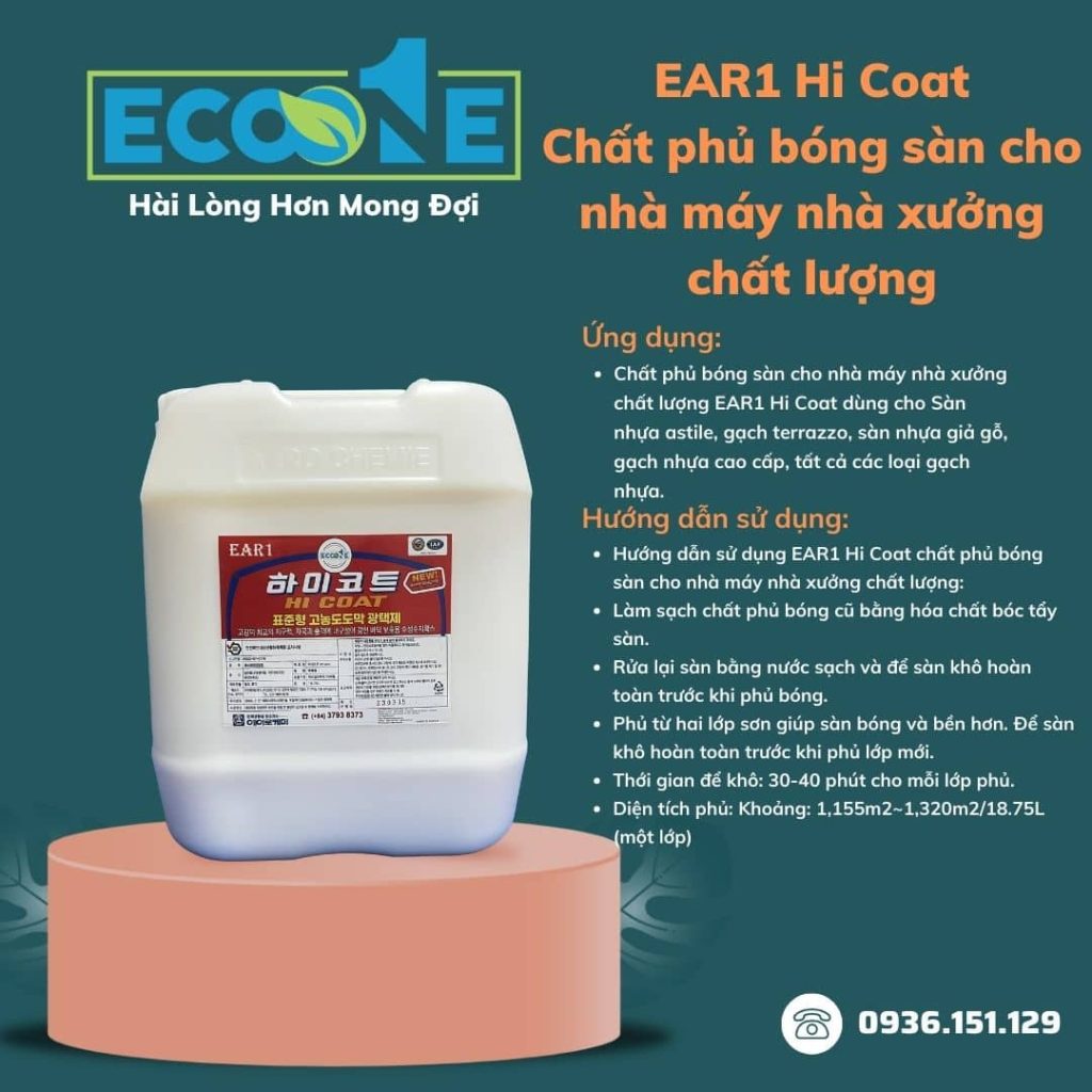 EAR1 Hi Coat Chất phủ bóng sàn cho nhà máy nhà xưởng chất lượng 