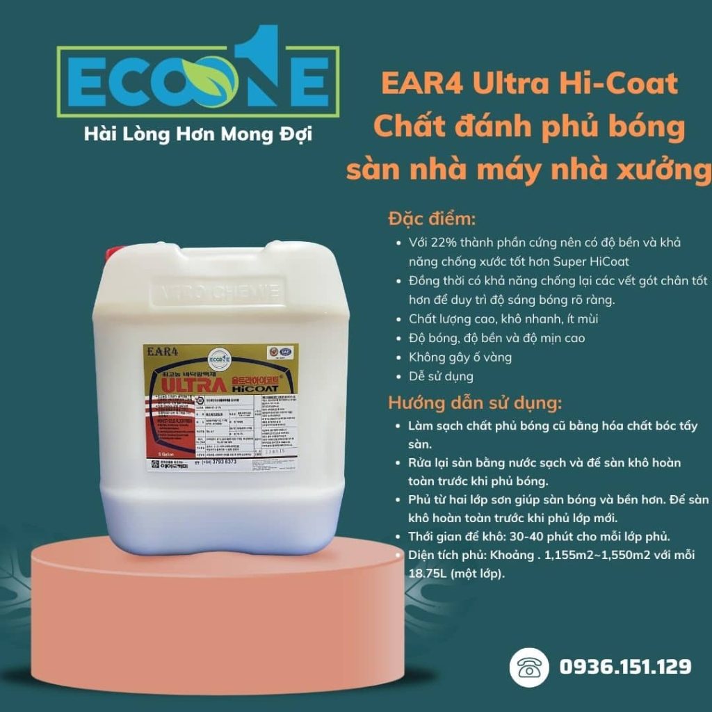 EAR4 Ultra Hi-Coat Chất đánh phủ bóng sàn nhà máy nhà xưởng 