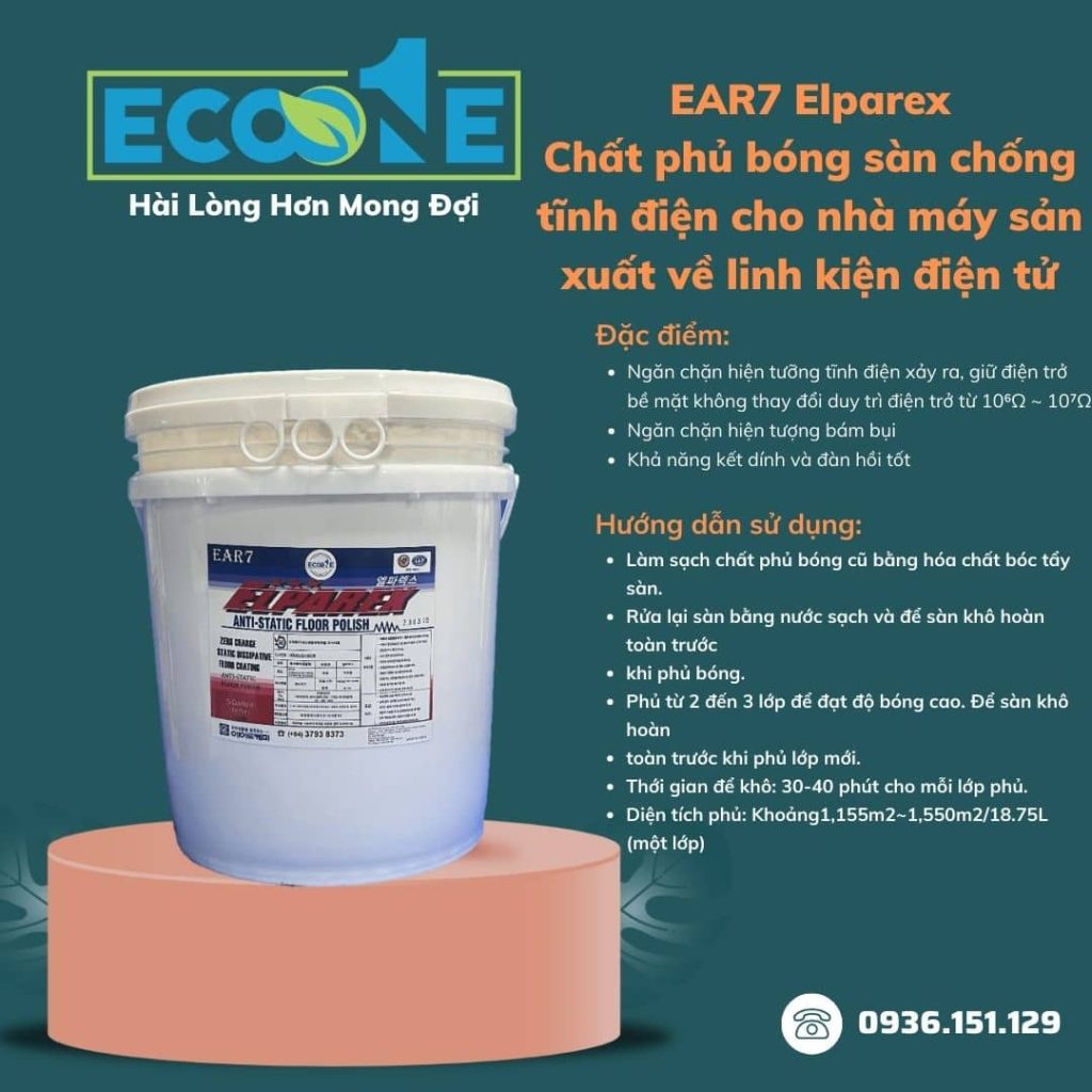 EAR7 Elparex Chất phủ bóng sàn chống tĩnh điện cho nhà máy sản xuất về linh kiện điện tử 