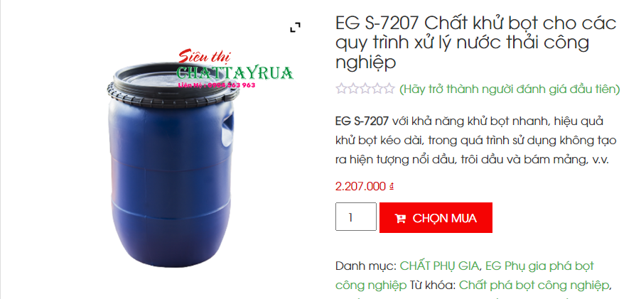 EG S-7207 Chất khử bọt cho các quy trình xử lý nước thải công nghiệp